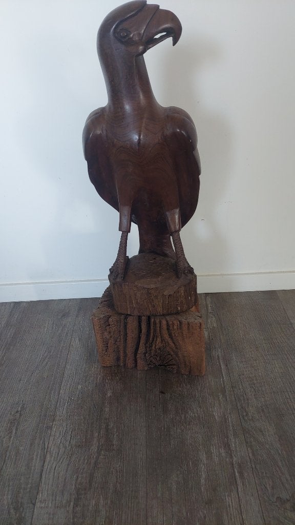 houten adelaar, Houtsnijwerk, Ophalen of Verzenden, 20 - 50 cm, Op sokkel