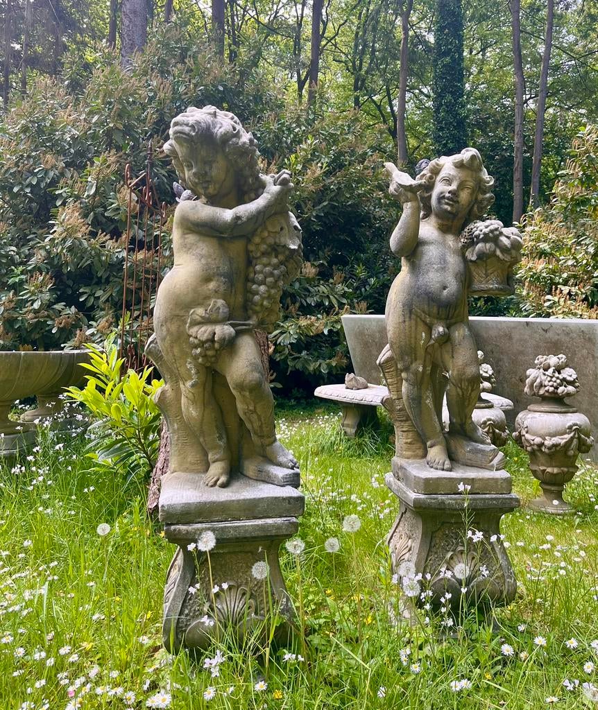 * oude Tuinbeelden groot Tuinbeeld Engel Dame Putto Beelden, Ophalen, Gebruikt, Steen, Engelenbeeld