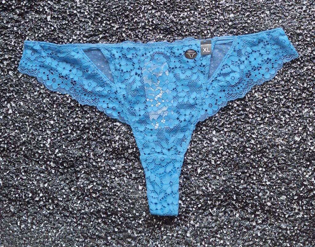 Sexy doorzichtige blauwe tanga-slip van Etam maat XL, Verzenden, Blauw, Slip