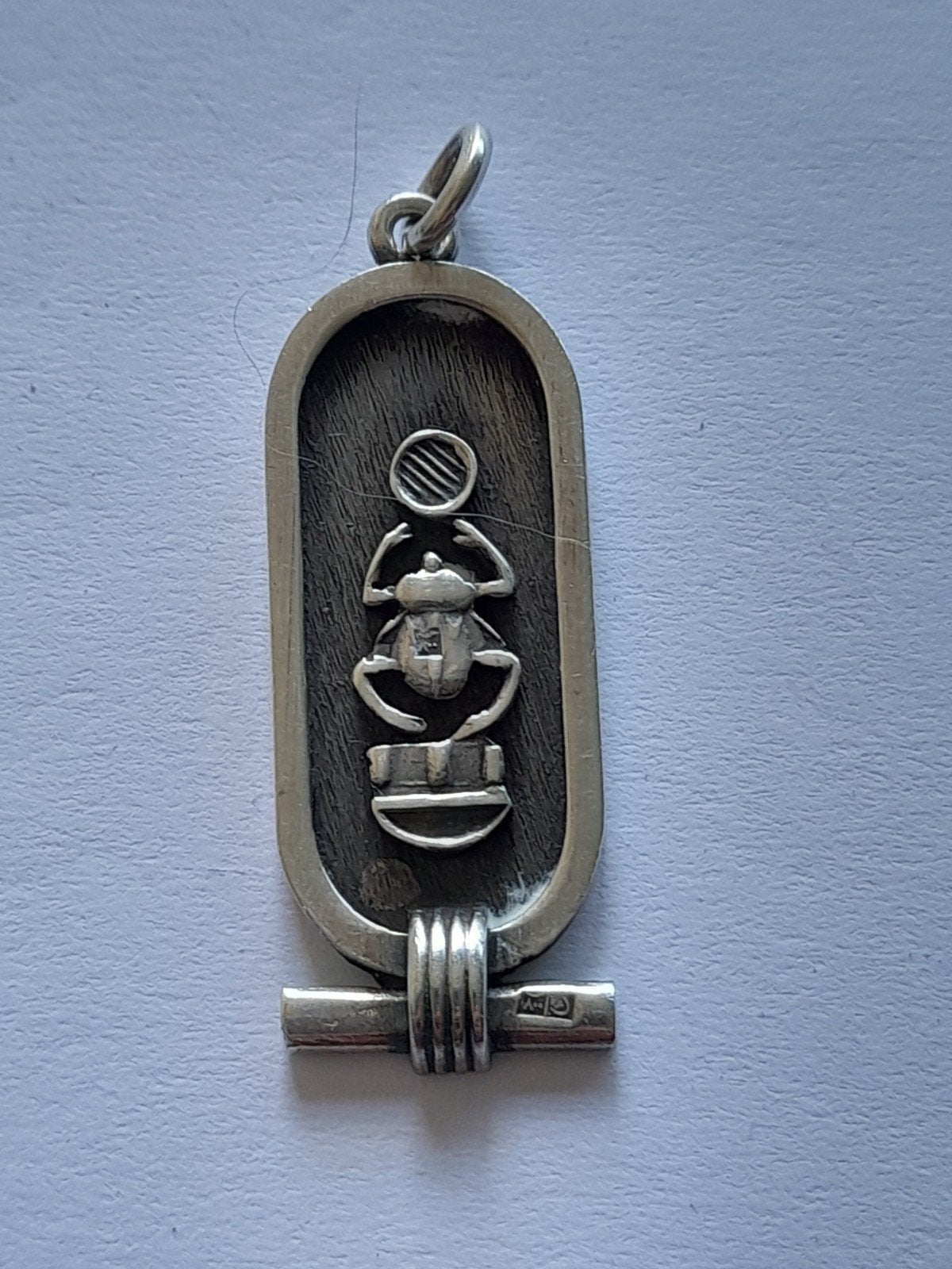 Zilveren Egyptische Hiëroglyfen Hanger - Perfecte Staat, Overige voorstellingen, Ophalen of Verzenden, Zo goed als nieuw, Zilver
