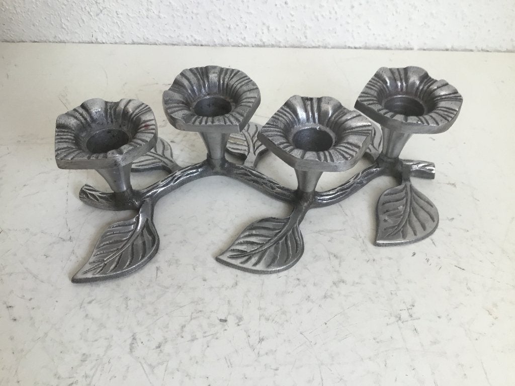 vintage aluminium kandelaar voor 4 kaarsen, Huis en Inrichting, Ophalen of Verzenden