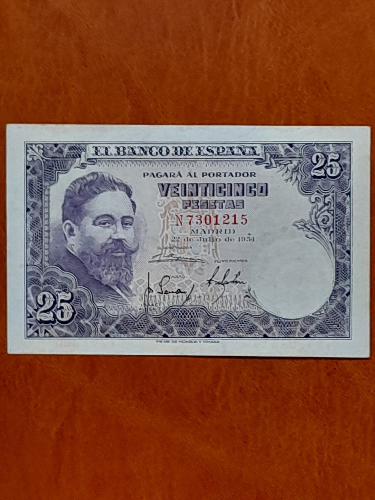 Spanje 25 pesetas 1954, Ophalen of Verzenden, Overige landen
