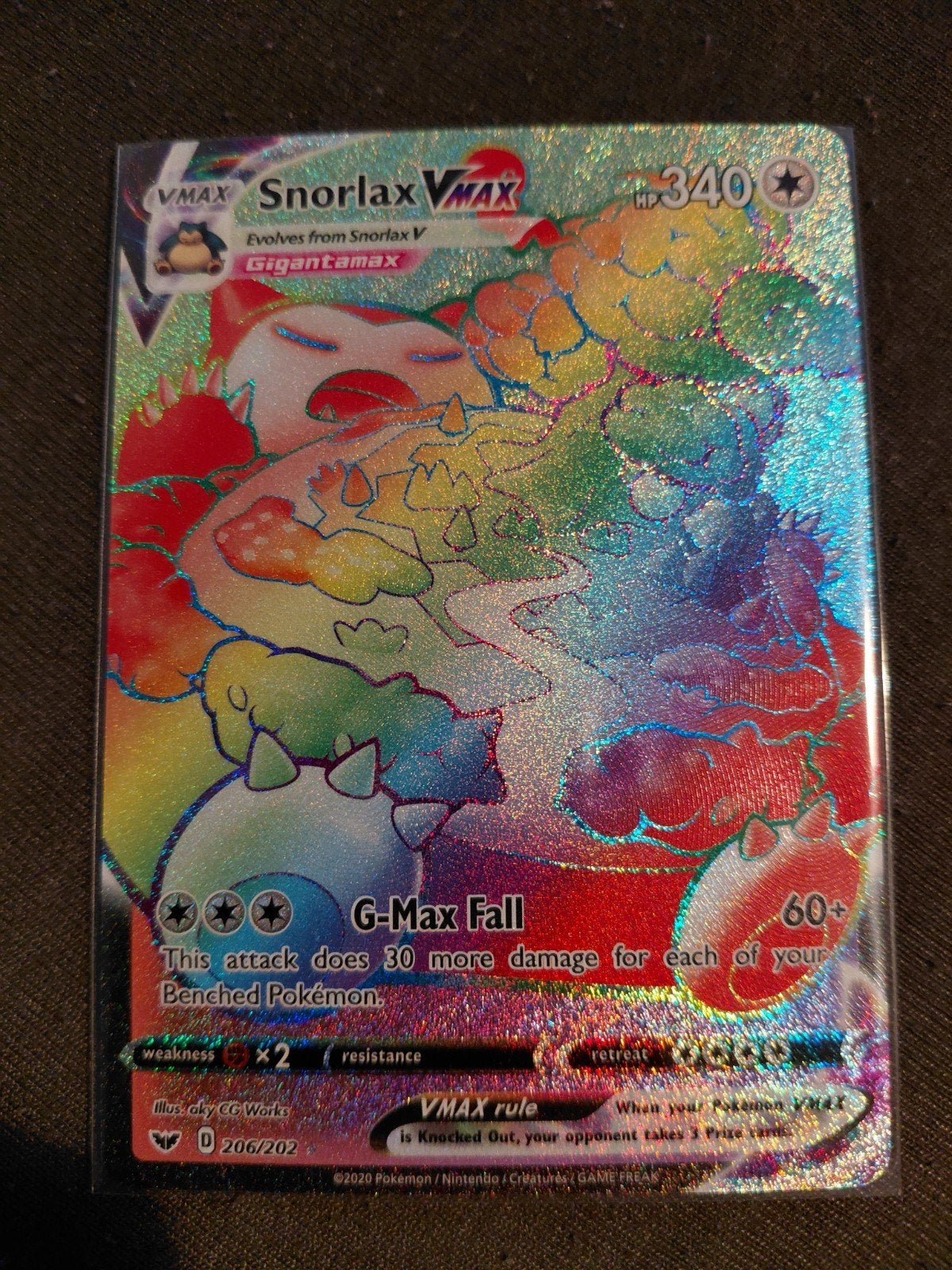 Snorlax Vmax 206/202 2020 Pokemon, Hobby en Vrije tijd, Verzamelkaartspellen | Pokémon, Ophalen of Verzenden, Zo goed als nieuw