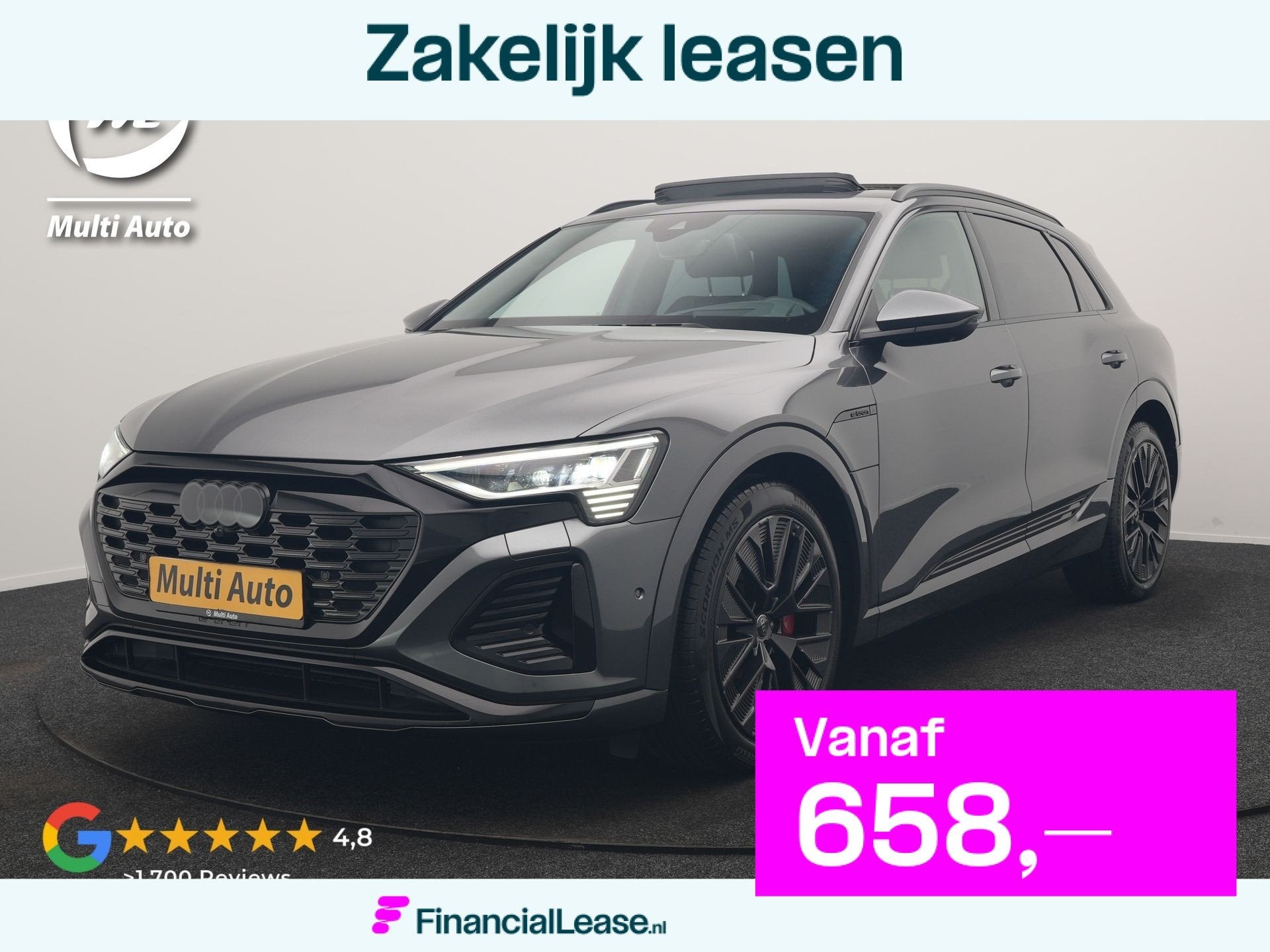 Audi Q8 e-tron 55 Quattro S Line 114 kWh 408pk Dealer O.H. |, Automaat, Gebruikt, Zwart, Vierwielaandrijving