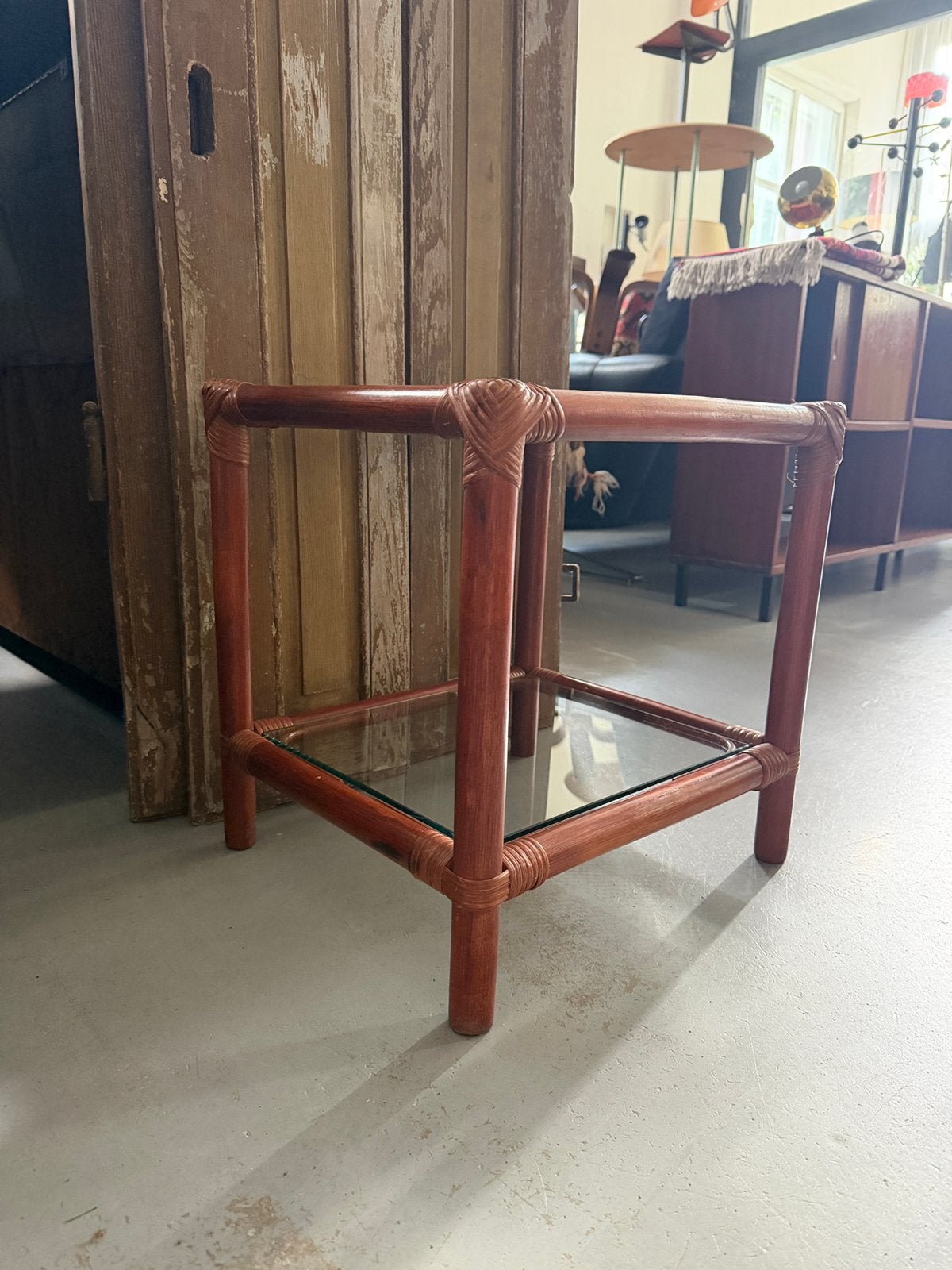 Bamboe bijzettafel Frankrijk, vintage etagere, Ophalen