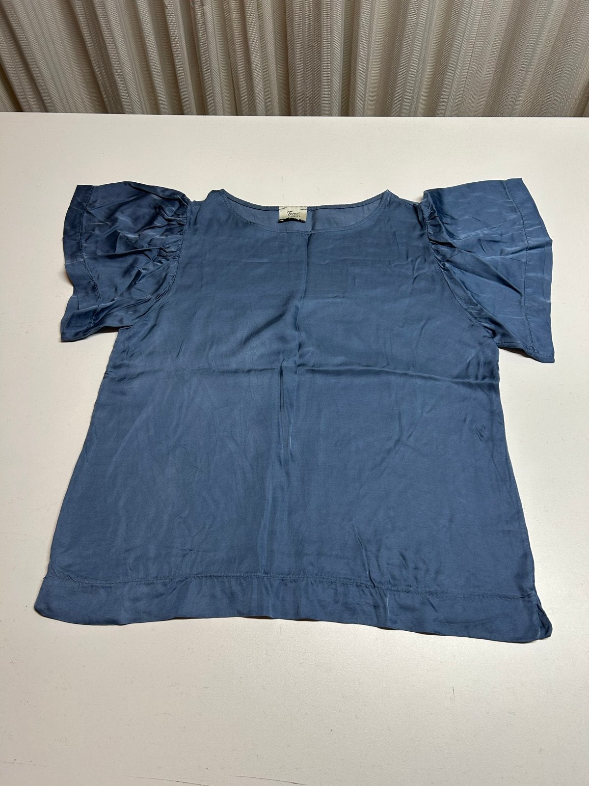 Terra di Siena blauwe blouse met pofmouwen, Kleding | Dames, Maat 38/40 (M), Blauw, Ophalen of Verzenden, Korte mouw