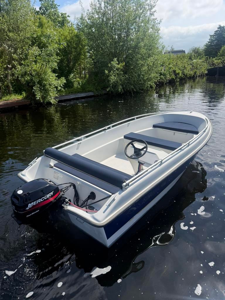 Askeladden 435 Lite zelflozende consoleboot met Mercury 15pk, Watersport en Boten, Vis- en Consoleboten, 10 tot 30 pk, Ophalen of Verzenden