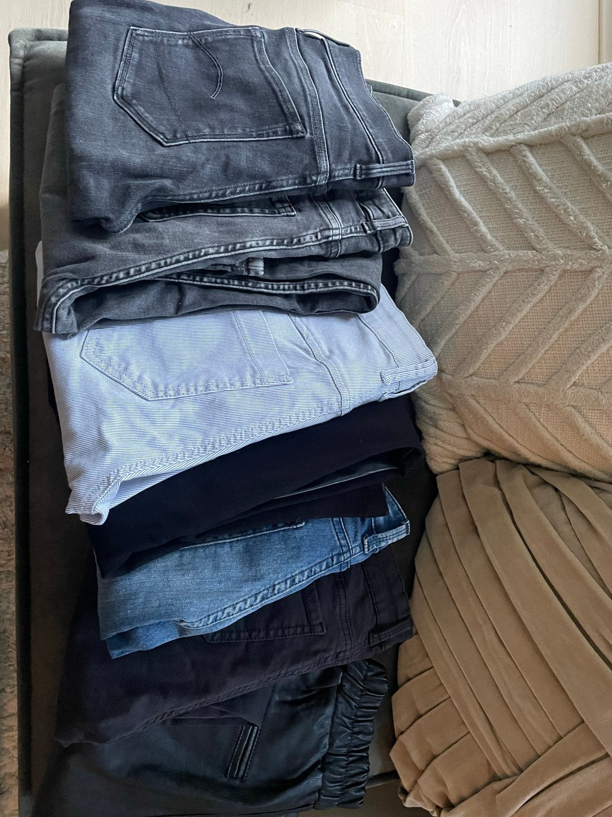 Partij broeken/jeans - G-star, Bershka, Celine e.a. (15 stuk, Ophalen of Verzenden, Gedragen, Overige kleuren, Overige jeansmaten