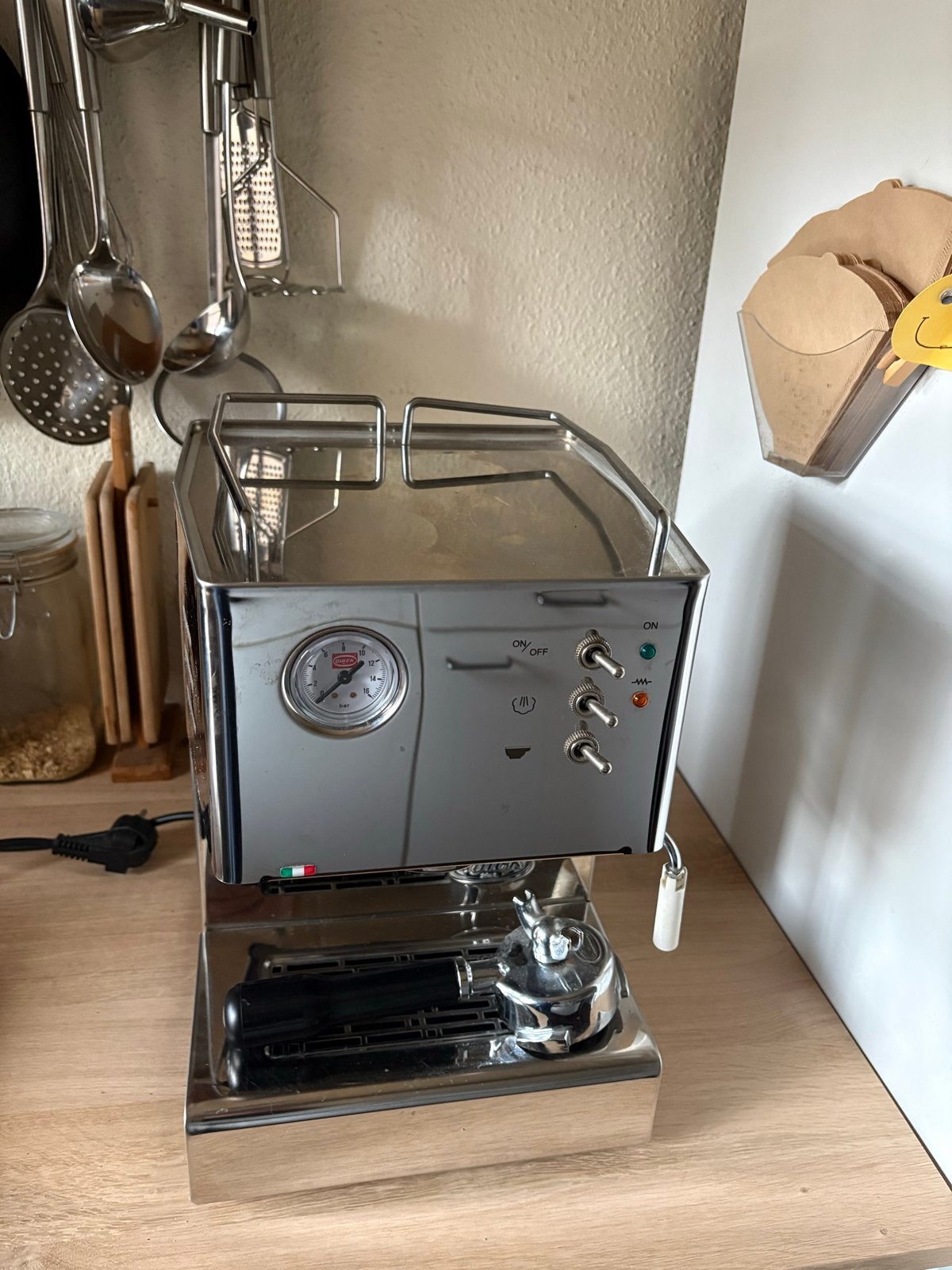 Quick mill 3000 Espressomachine - Zo goed als nieuw, Stoompijpje, Espresso apparaat, Zo goed als nieuw, 1 kopje