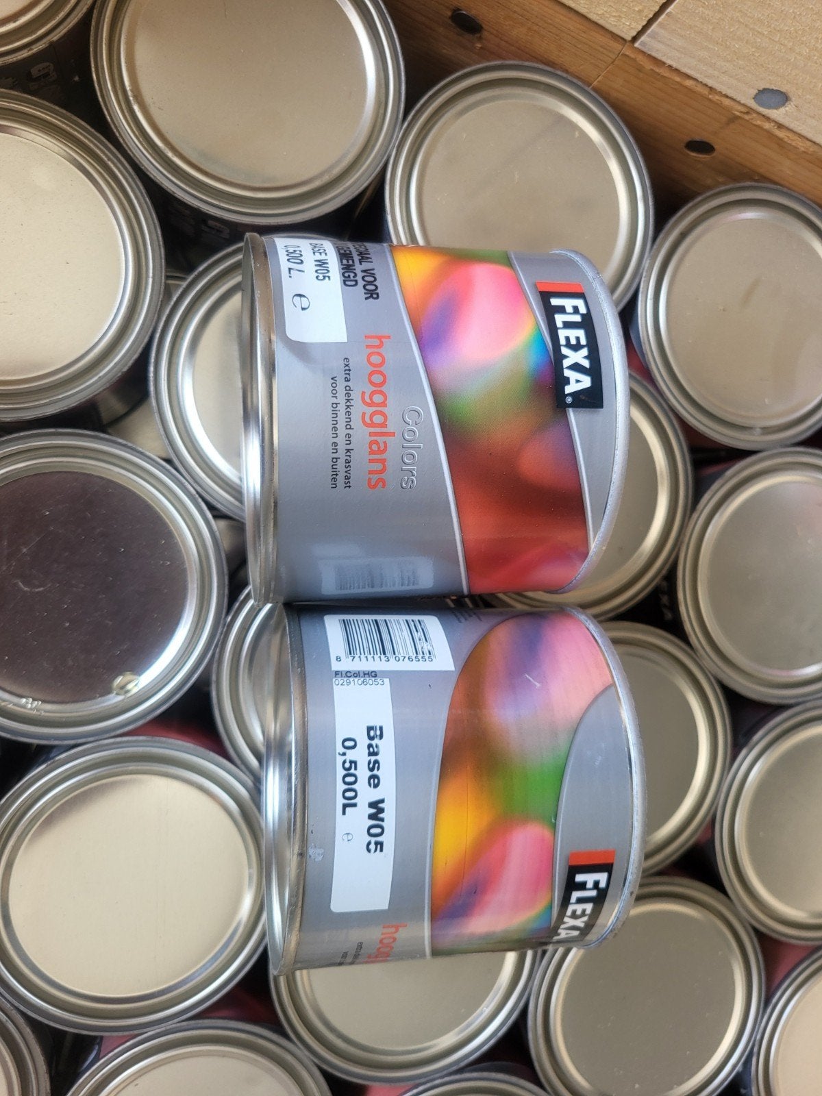 250x Flexa Hoogglans Lak 0.5L - basis wit w05, Ophalen, Nieuw, Wit, Lak