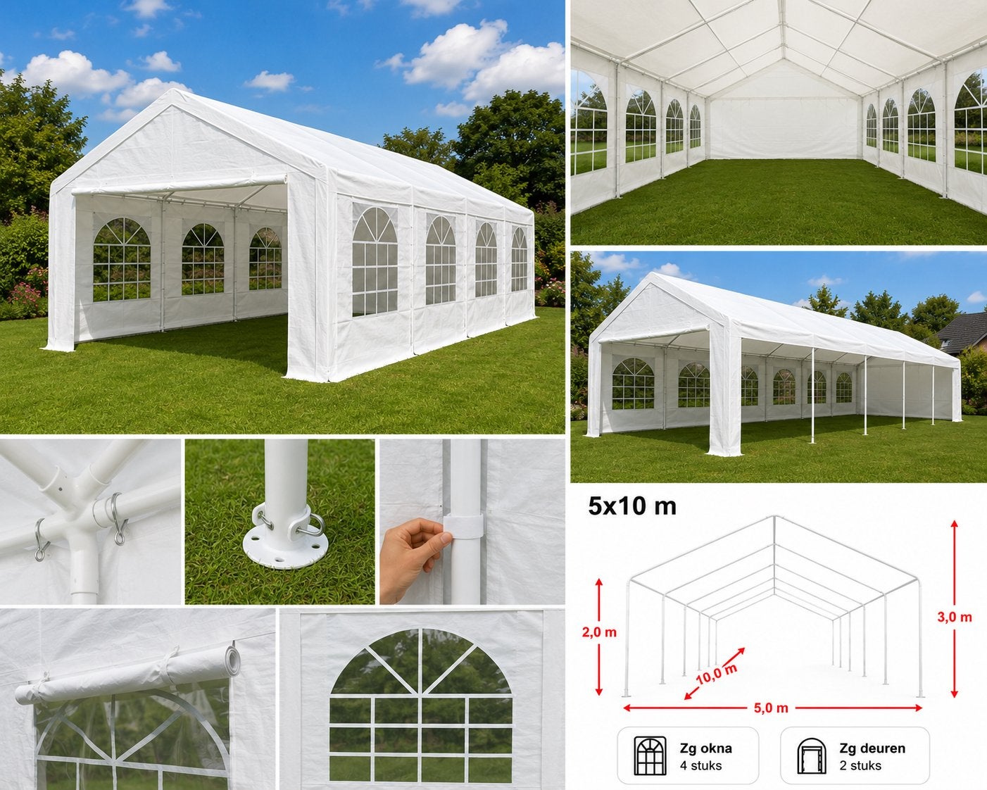 Partytent 5x10m of 6x12m te huur, Tuin en Terras, Partytenten, Ophalen, Zo goed als nieuw, 8 meter of meer, Partytent
