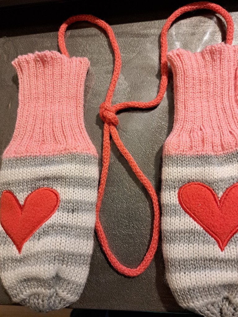 Wanten roze met grijs, Ophalen of Verzenden, Gebruikt, Meisje, Wanten