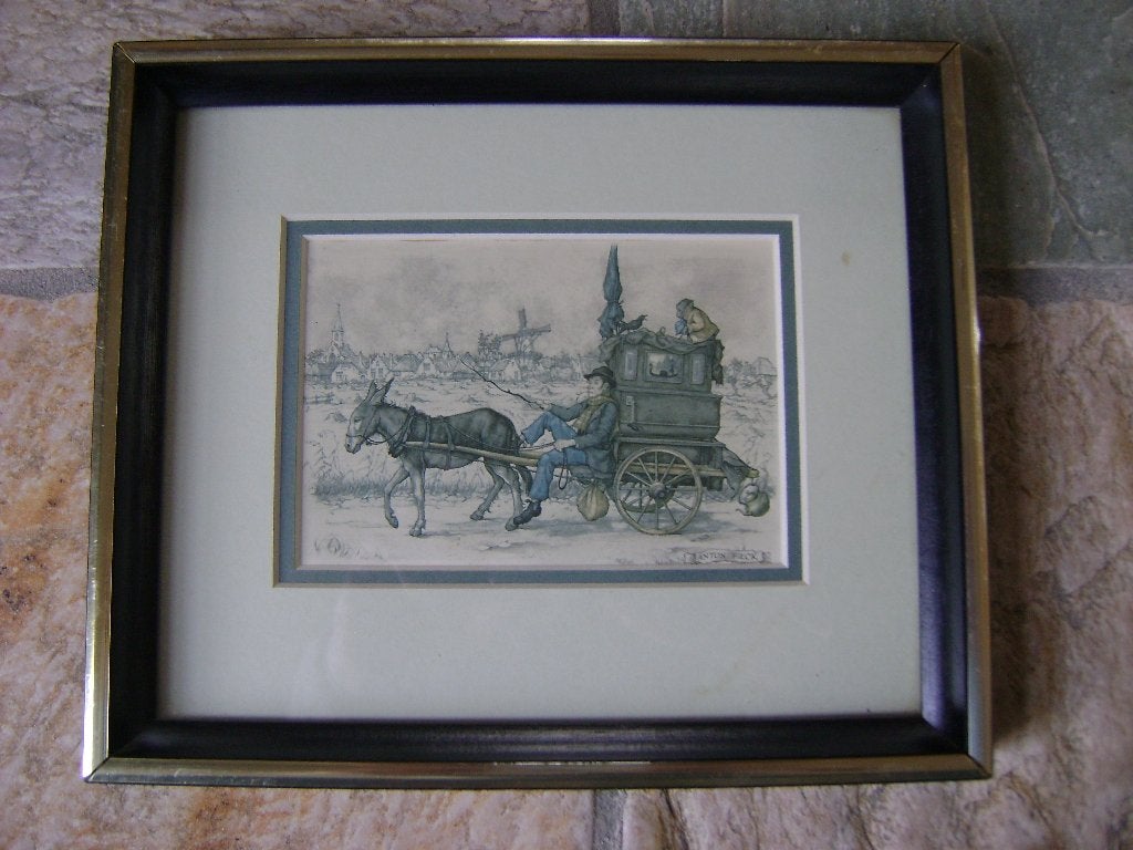 Oude Anton Pieck prent - Vakkundig en stofvrij ingelijst, Ophalen of Verzenden, Reproductie, Prent, Met kunstenaarsmerk