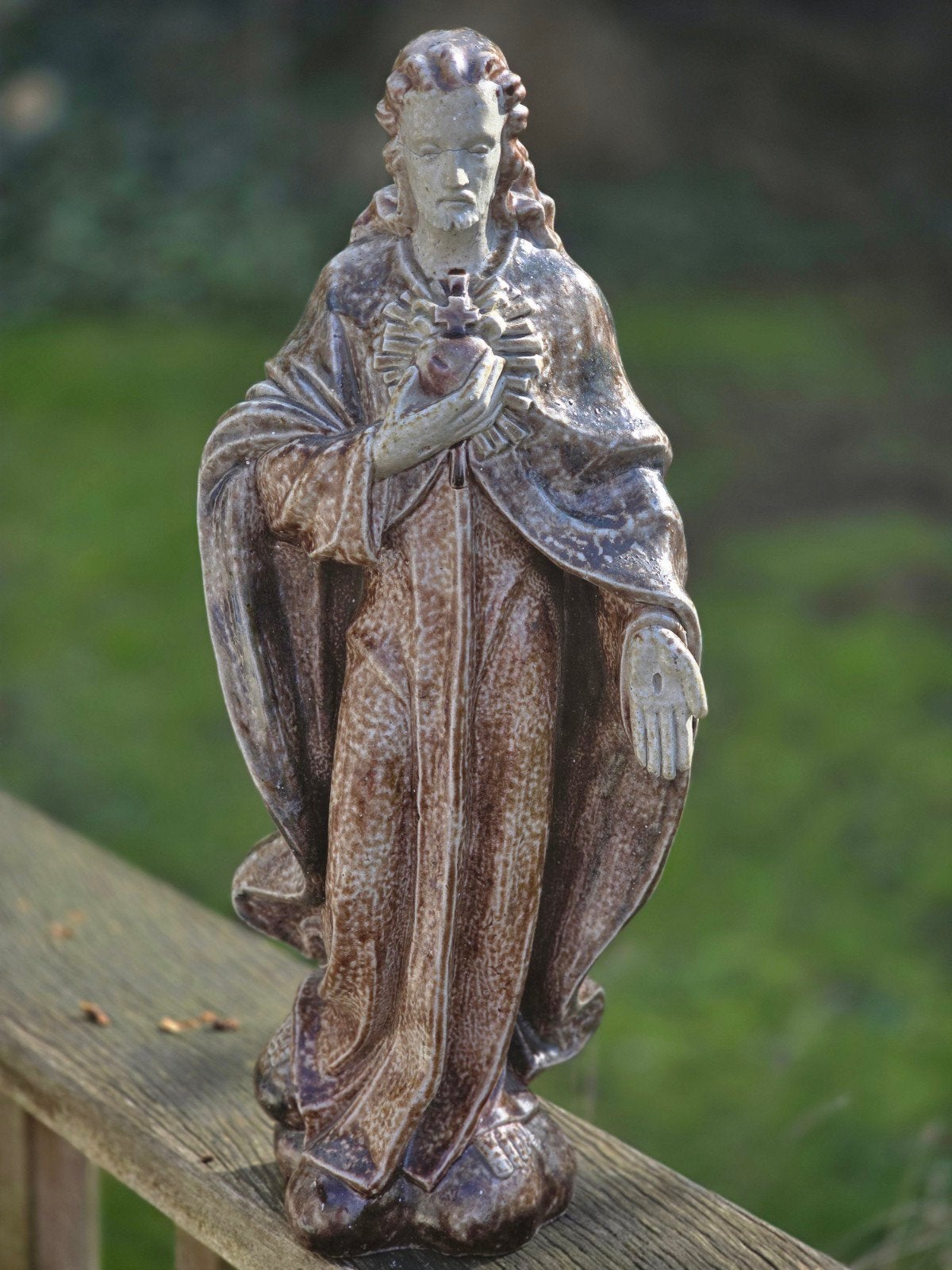 Terracotta beeld Heilig Hart Jezus 40 cm, Antiek en Kunst, Antiek | Religie, Ophalen of Verzenden