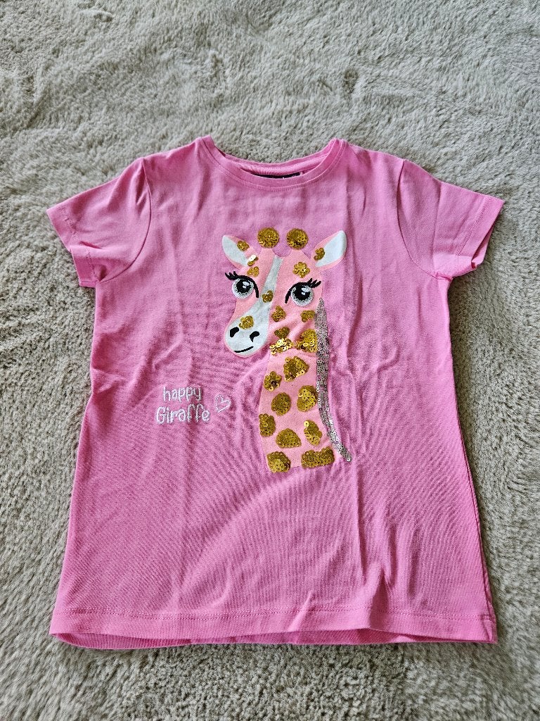 Roze shirt met giraffe van persival, maat 116-122, Persival, Meisje, Ophalen of Verzenden, Zo goed als nieuw
