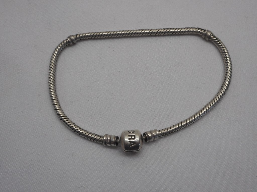 Zilveren Pandora armband met bol slotje 20,5 cm nr.1898, Verzenden, Zo goed als nieuw, Zilver, Zilver