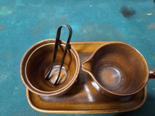 roomstel vintage bruin aardewerk, Ophalen of Verzenden