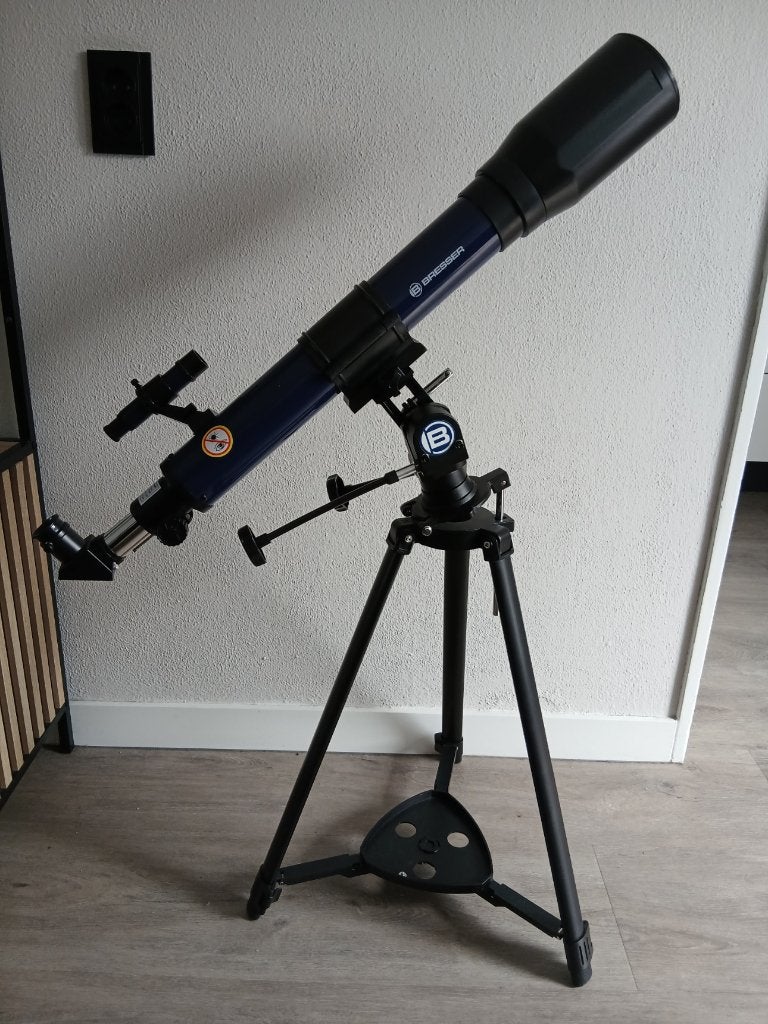 Sterrenkijker / Telescoop Bresser skylux 70/700, Ophalen, Met statief, Spiegeltelescoop (reflector), Zo goed als nieuw