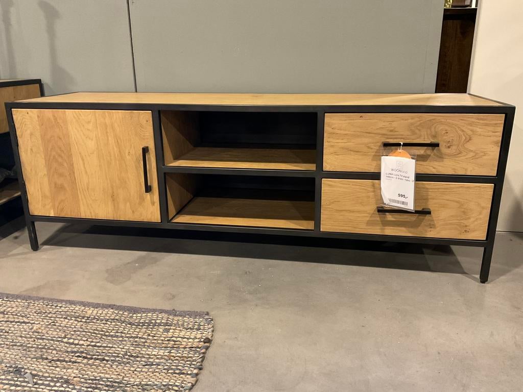 Tv meubel Luna | 160 cm | Eiken fineer, Overige materialen, 150 tot 200 cm, Nieuw, Ophalen of Verzenden