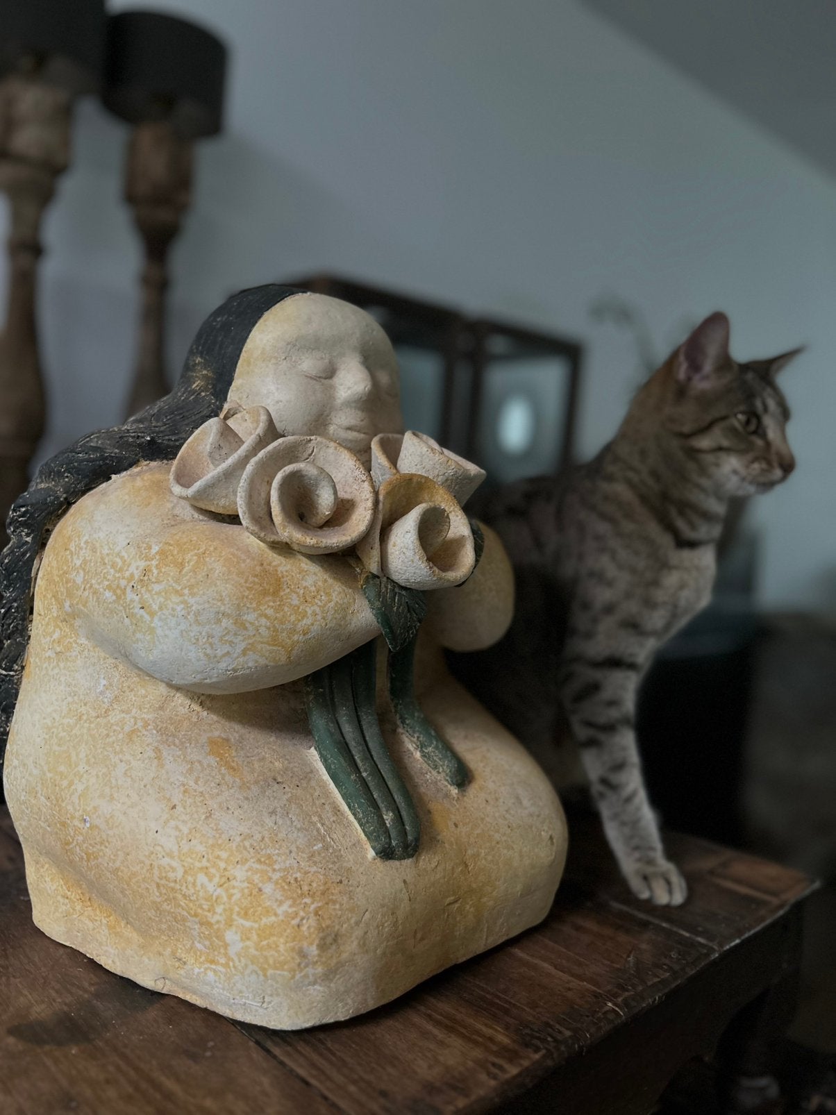 Vintage Mexiaanse volle vrouw met callas keramiek volkskunst, Antiek en Kunst, Ophalen