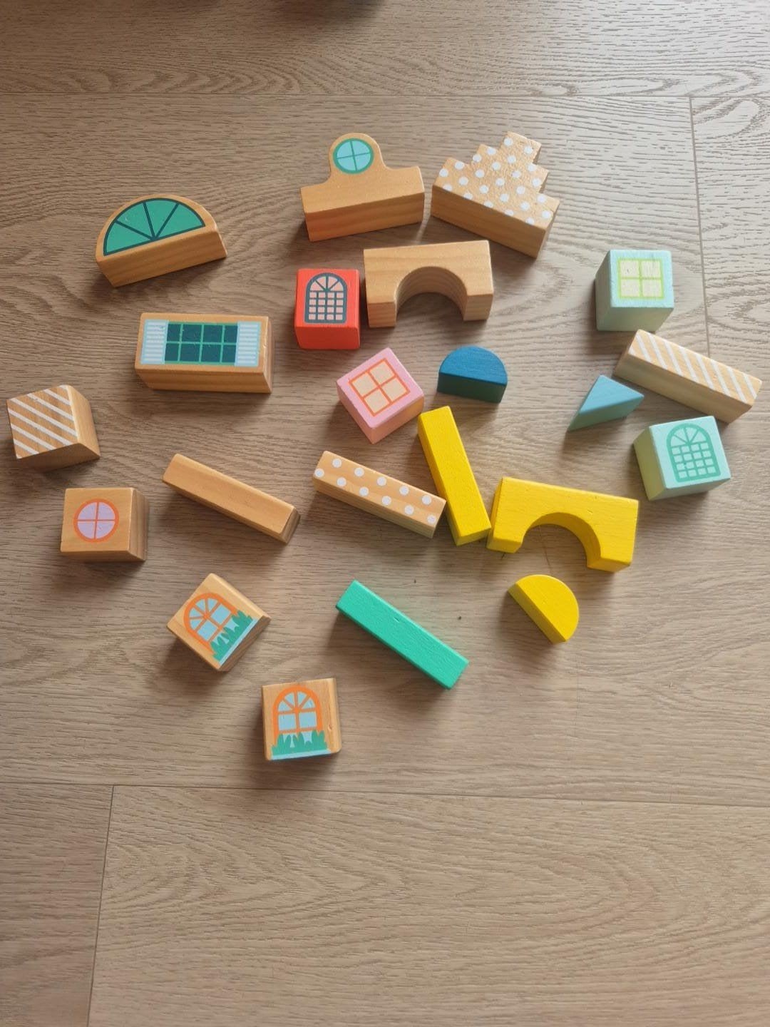 Houten bouwblokjes van de Hema om huizen te bouwen, Kinderen en Baby's, Speelgoed | Bouwstenen, Ophalen, Gebruikt