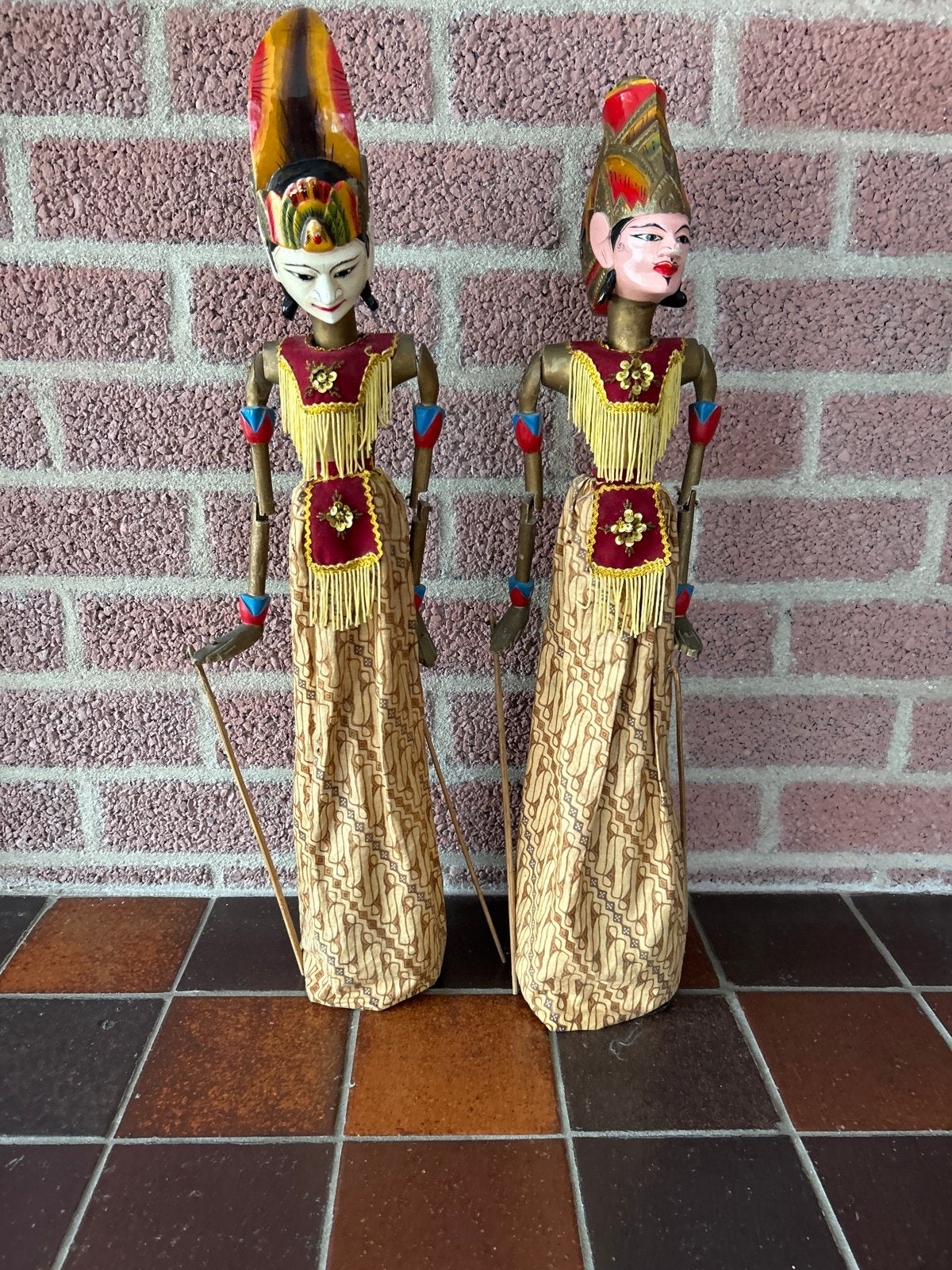 Set van 2 Wayang Golek poppen - Indonesische handgemaakte po, Ophalen, Zo goed als nieuw