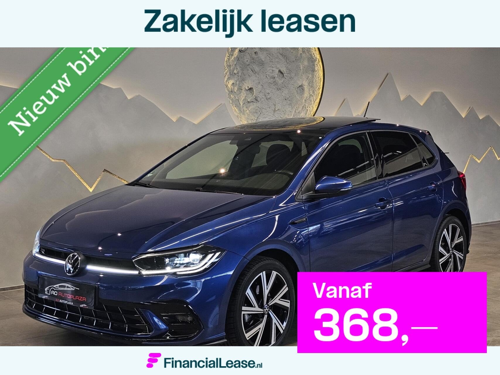 Volkswagen Polo 1.0 TSI 3x R-Line Panorama/Keyless/IQ Light/, Stof, Zwart, Blauw, Bedrijf
