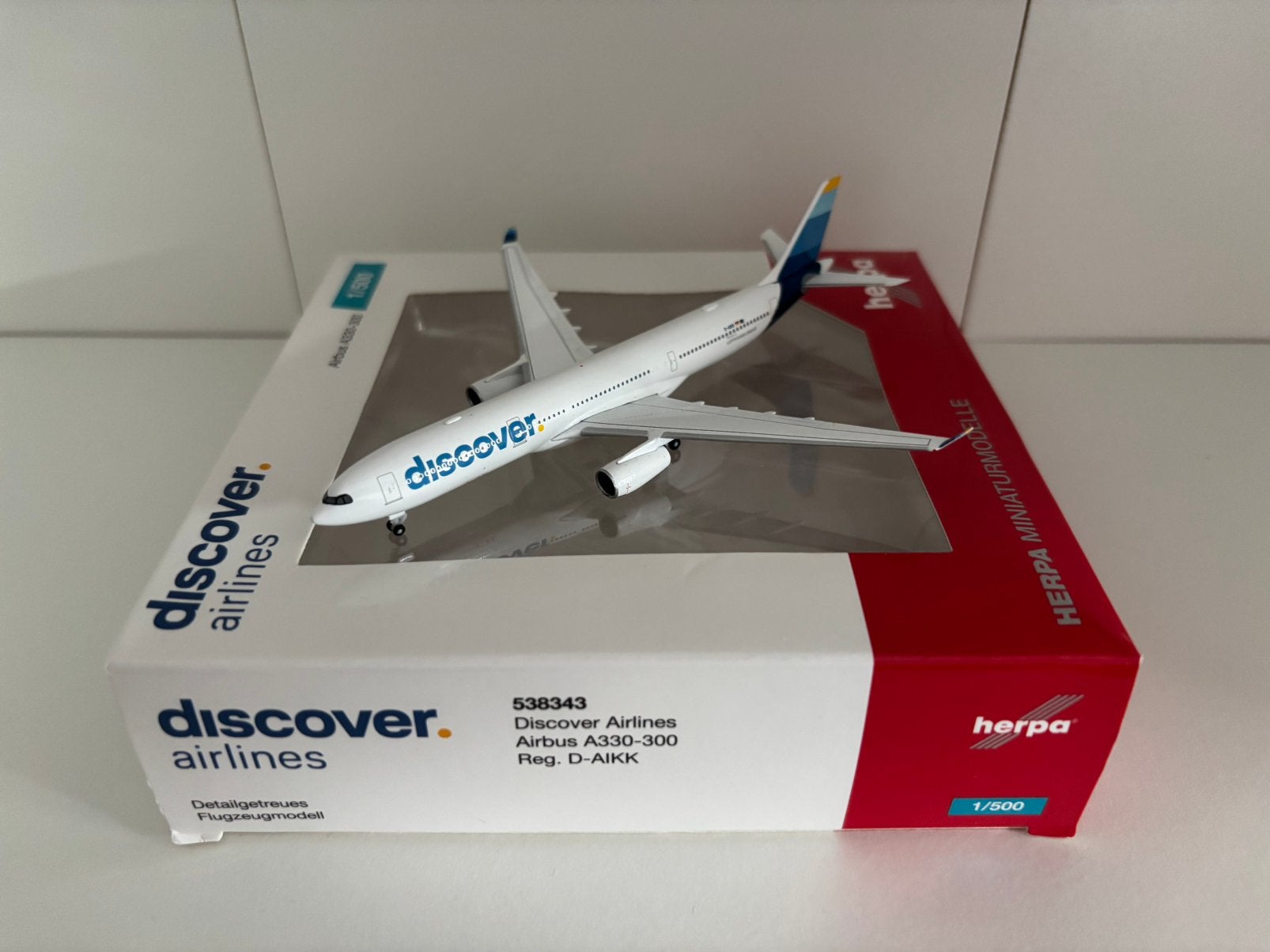 Herpa 538343 Discover Airlines Airbus A330-300 1:500, Ophalen of Verzenden, Nieuw, Schaalmodel