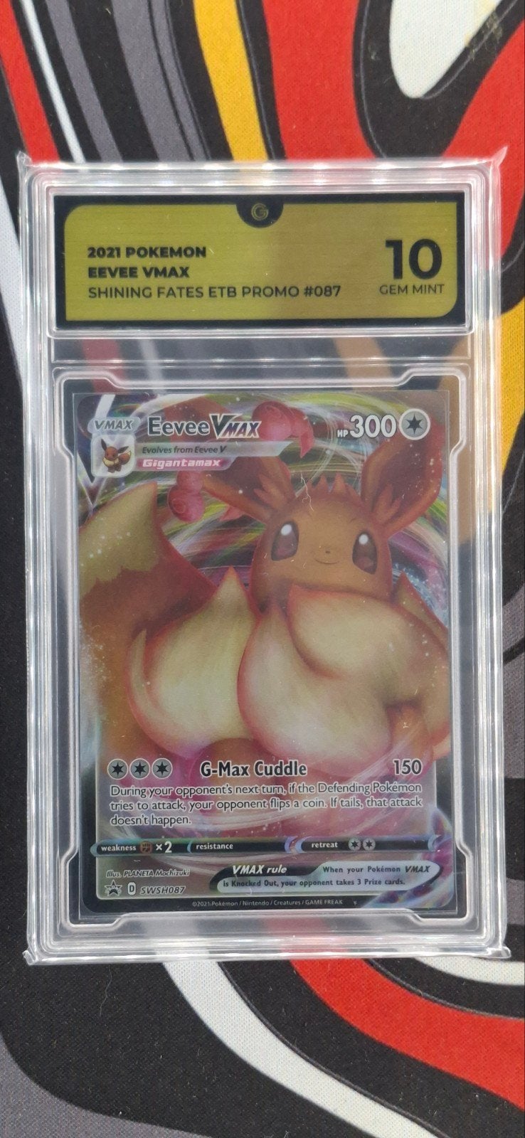 Eevee VMAX #087 GlobalGrading 10 Shining Fates ETB PROMO, Ophalen, Nieuw, Losse kaart