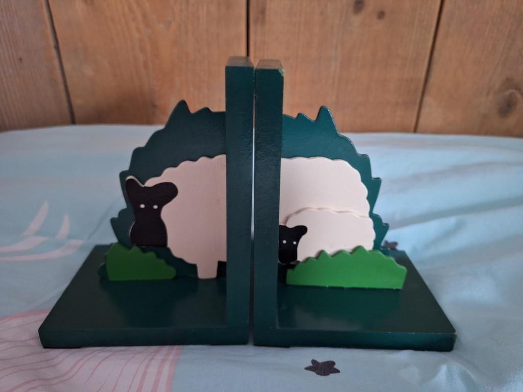 Boekensteun schaap kinder babykamer boekenkast decoratie, Hout, Meerkleurig, Overige stijlen, Ophalen of Verzenden
