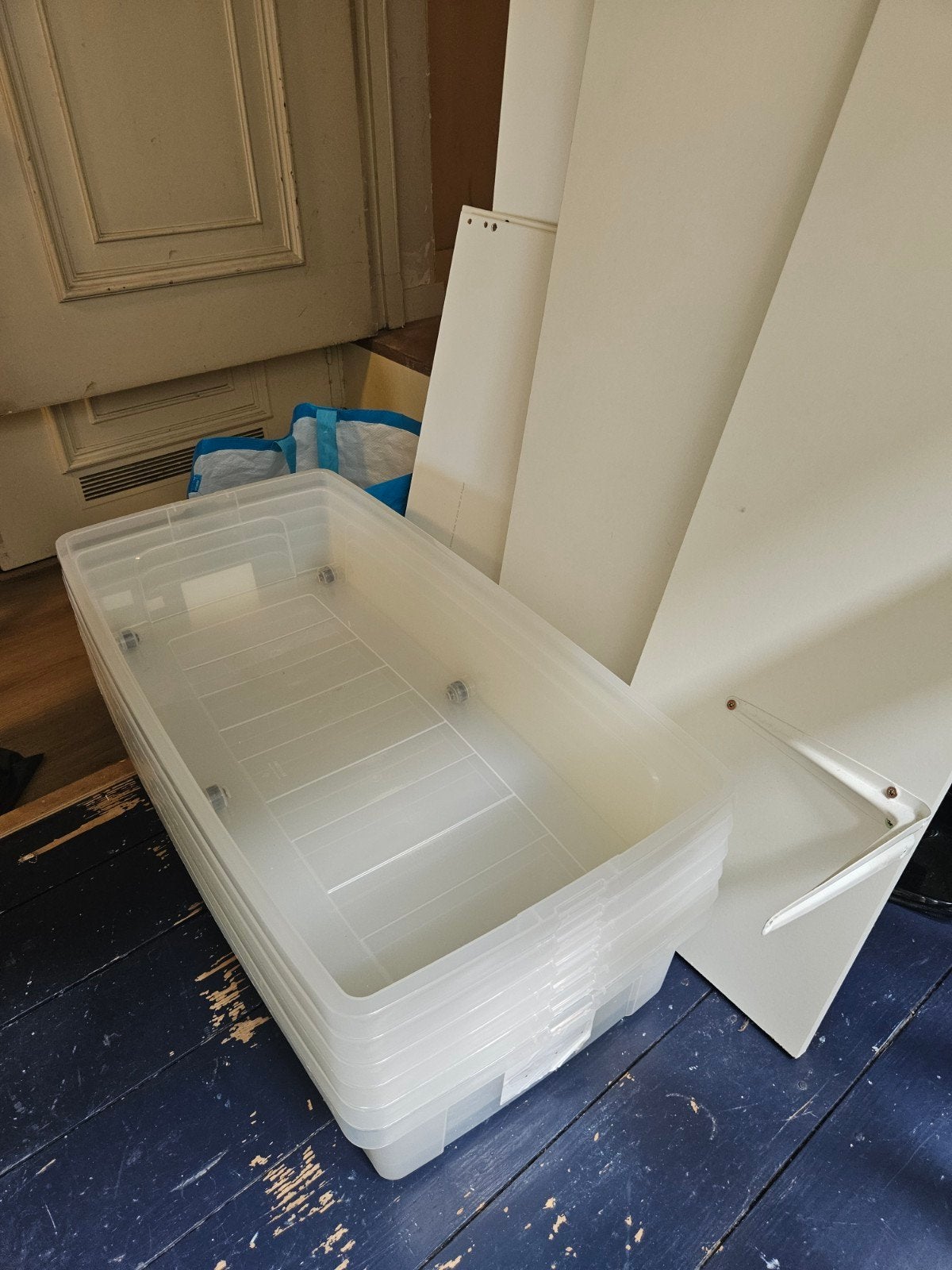 6x IRIS Clear Underbed Box 35L met deksel, Ophalen, Gebruikt, Kunststof, Minder dan 50 cm