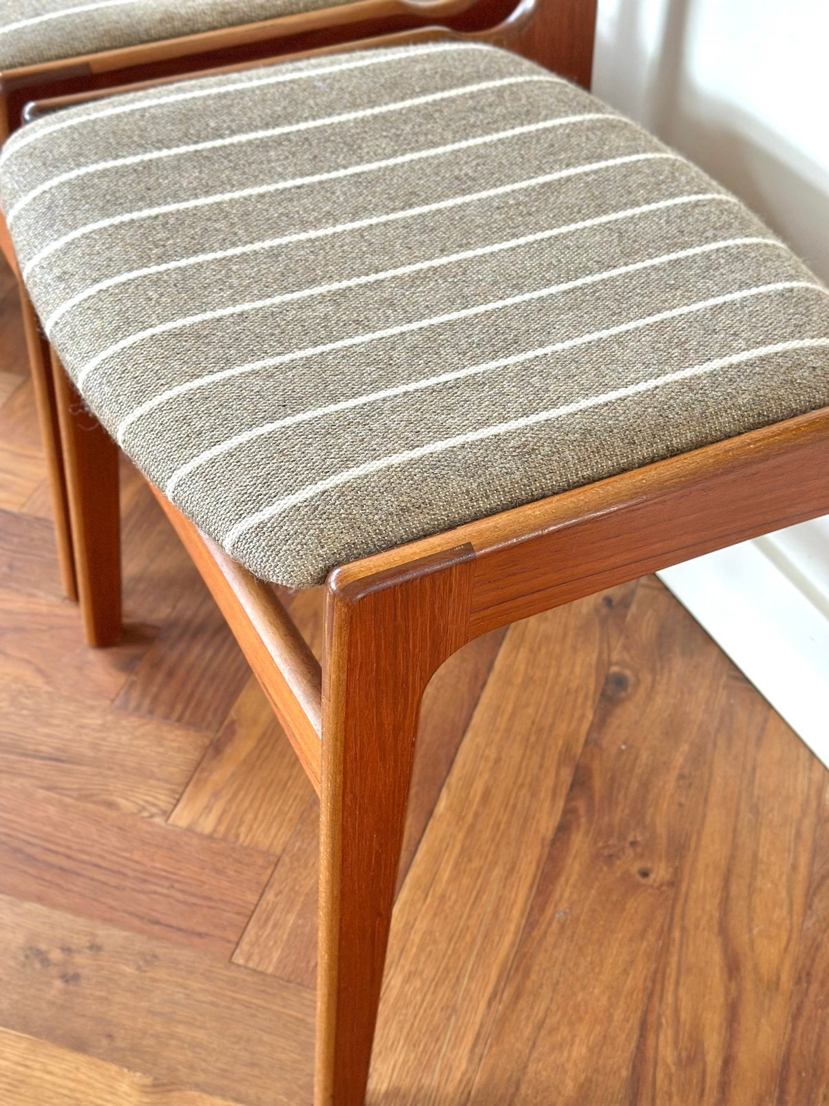 Set 6 Vintage stoelen Deens design teak hout jaren 50/60/70, Ophalen, Hout, Gebruikt, Bruin