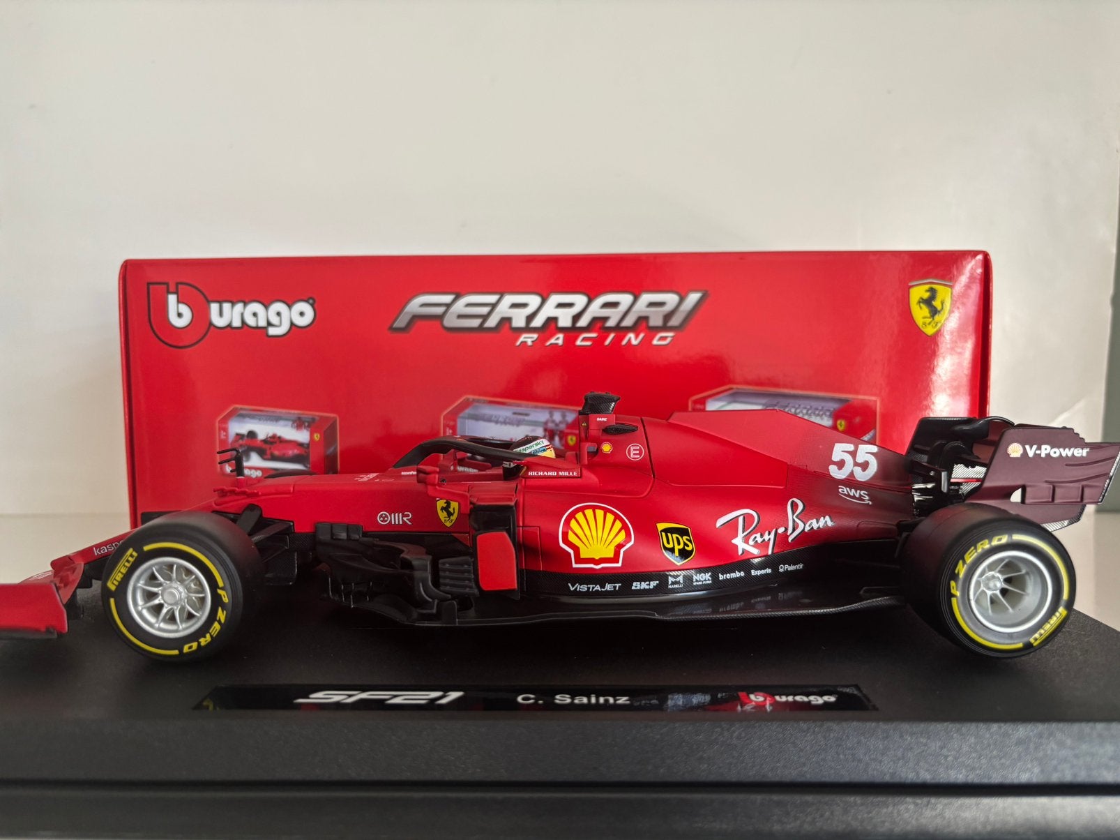 Ferrari SF-21 F1 2021 #55 Sainz 1:18 (nieuw), Verzenden, Nieuw, Auto, Bburago