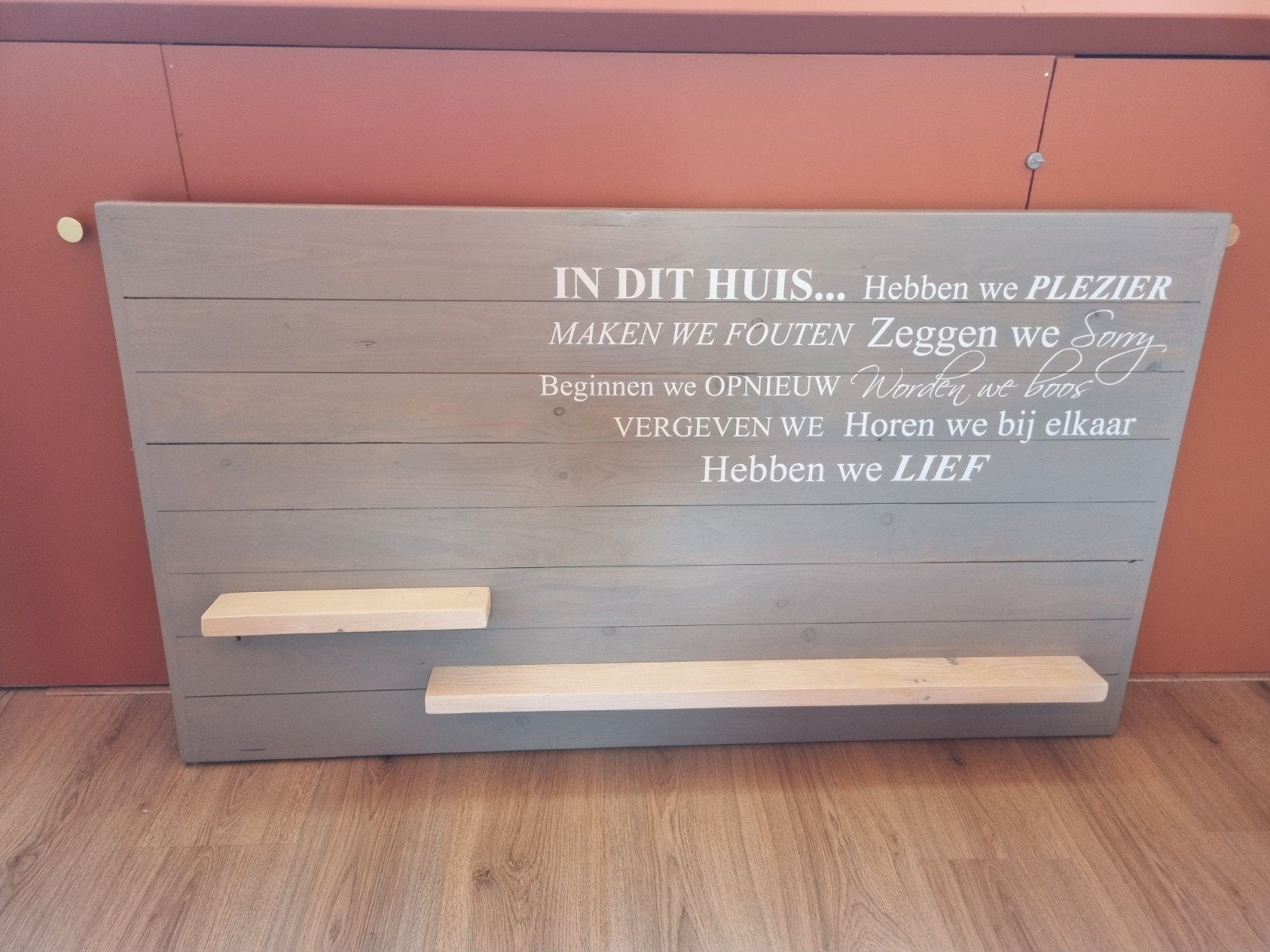 Steigerhouten wandbord met tekst, Diversen, Ophalen of Verzenden, Whiteboard