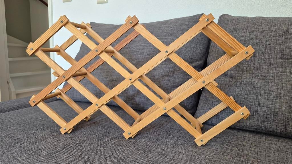 Houten wijnrek - Opvouwbaar en ruimtebesparend, Gebruikt, Ophalen of Verzenden, Hout, 5 tot 15 flessen