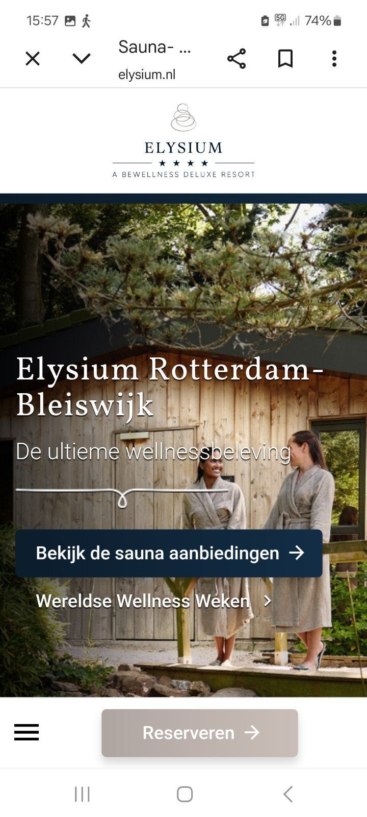 2x saunaentree bij sauna Elysium te Bleiswijk tw €104,=, Twee personen, Cadeaubon, Spa of Sauna