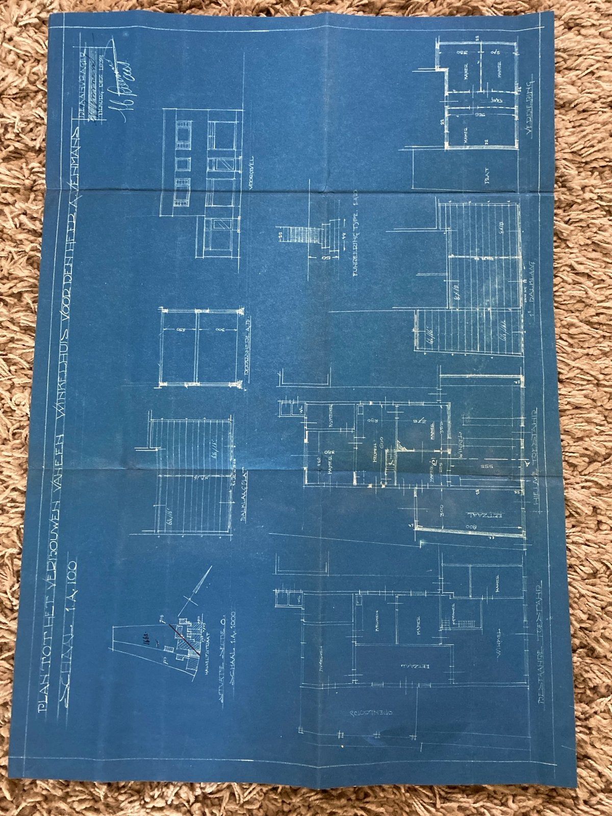 Originele bouwtekening winkelhuis Tilburg 1934, Ophalen of Verzenden, Zo goed als nieuw