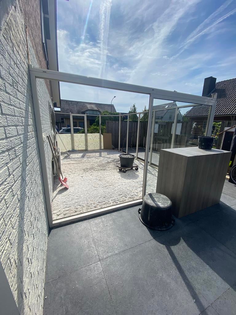 Glazen Veranda/Serre Constructie met schuifpui- Gebruikt., Tuin en Terras, Overkappingen, Ophalen, Gebruikt, Veranda