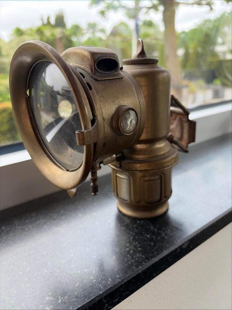 Antieke Lucas Calcia Major fietslamp, messing, Ophalen of Verzenden