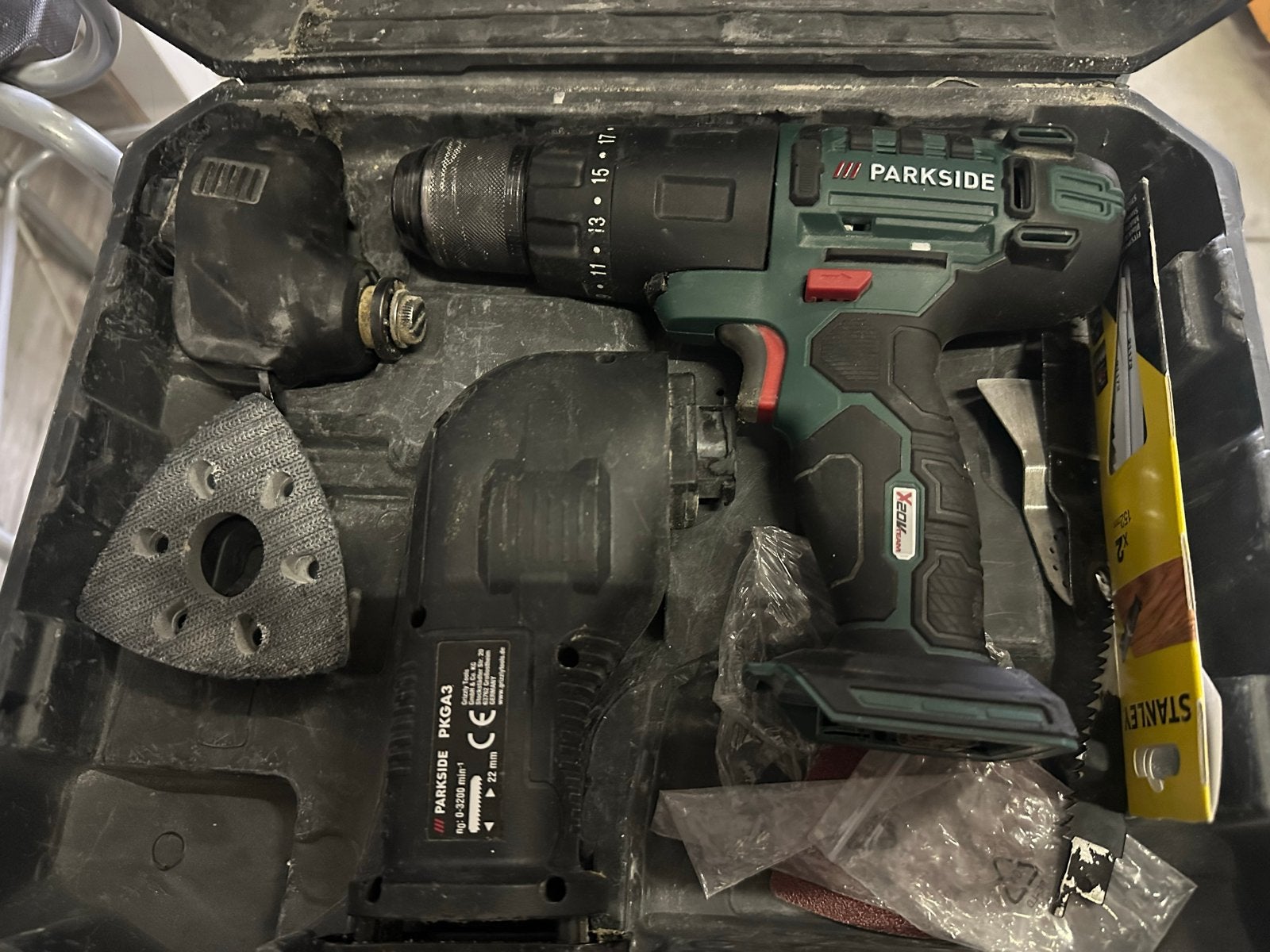 Parkside 4-in-1 Accugereedschap Set - Boor, Zaag, Schuur, Mu, Variabele snelheid, Overige typen, Ophalen of Verzenden, Zo goed als nieuw