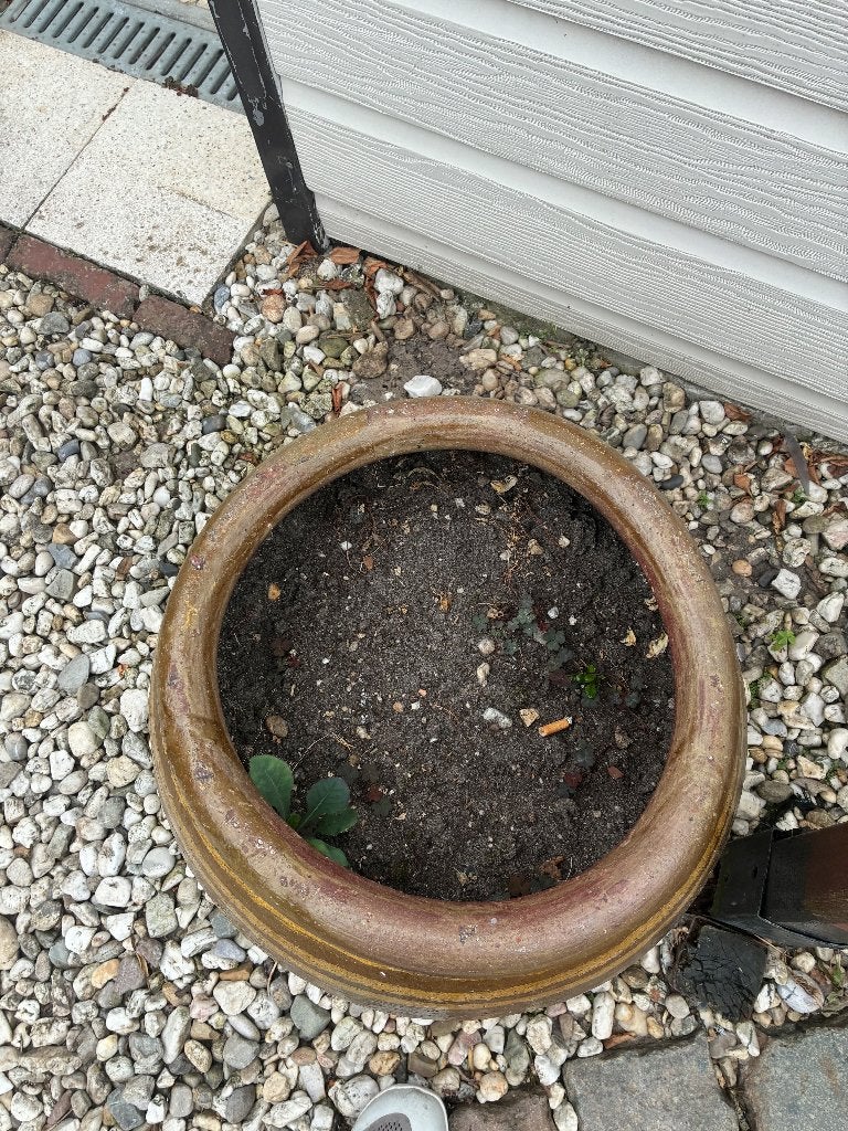 Grote Aziatische bloempot met draak, Tuin en Terras, Ophalen, Gebruikt, Rond, Minder dan 25 cm