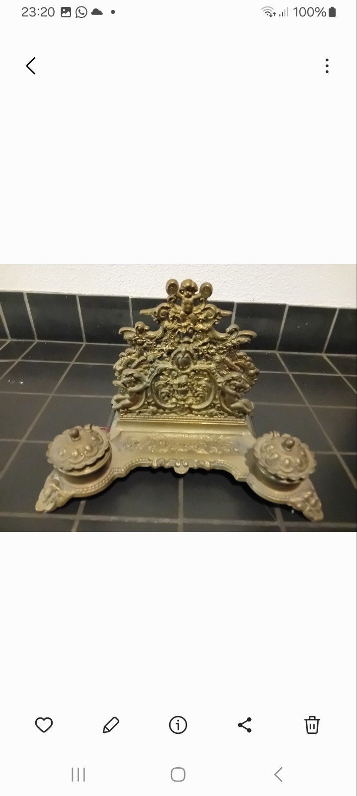 Antiek bronzen inktstel met gedetailleerde versieringen, Antiek en Kunst, Ophalen of Verzenden
