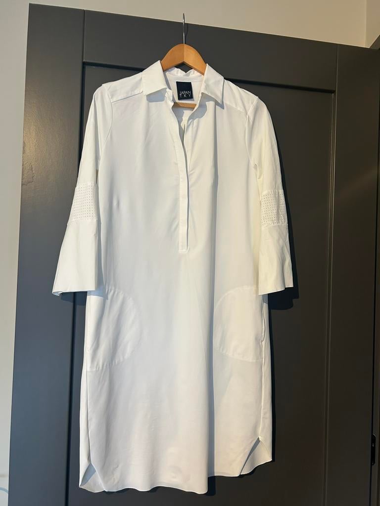 Prachtige lange blouse/jurk Japan TKY maat L kleur wit, Maat 38/40 (M), Verzenden, Wit, Zo goed als nieuw