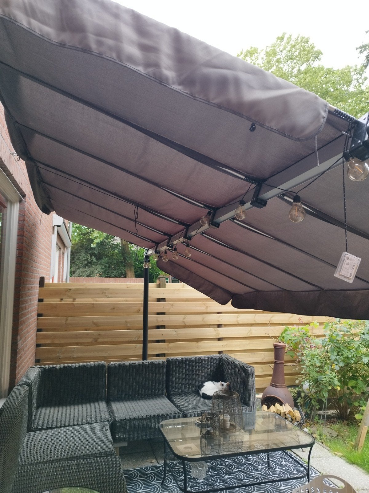 Vrijstaand dubbel zonnescherm met verlichting, Tuin en Terras, Zonneschermen, Ophalen of Verzenden