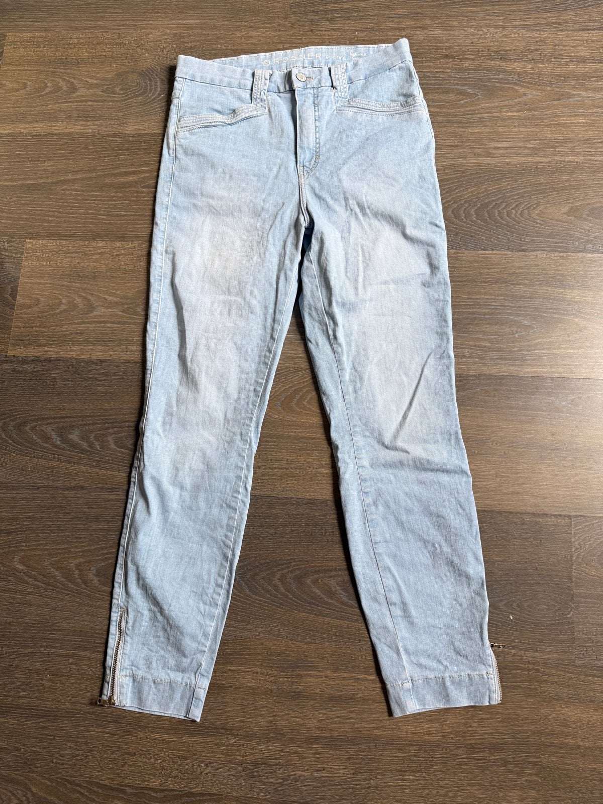 Lichtblauwe High Waist Jeans met Ritsen van Rosner, Maat 38/40 (M), Blauw, Ophalen of Verzenden, Zo goed als nieuw