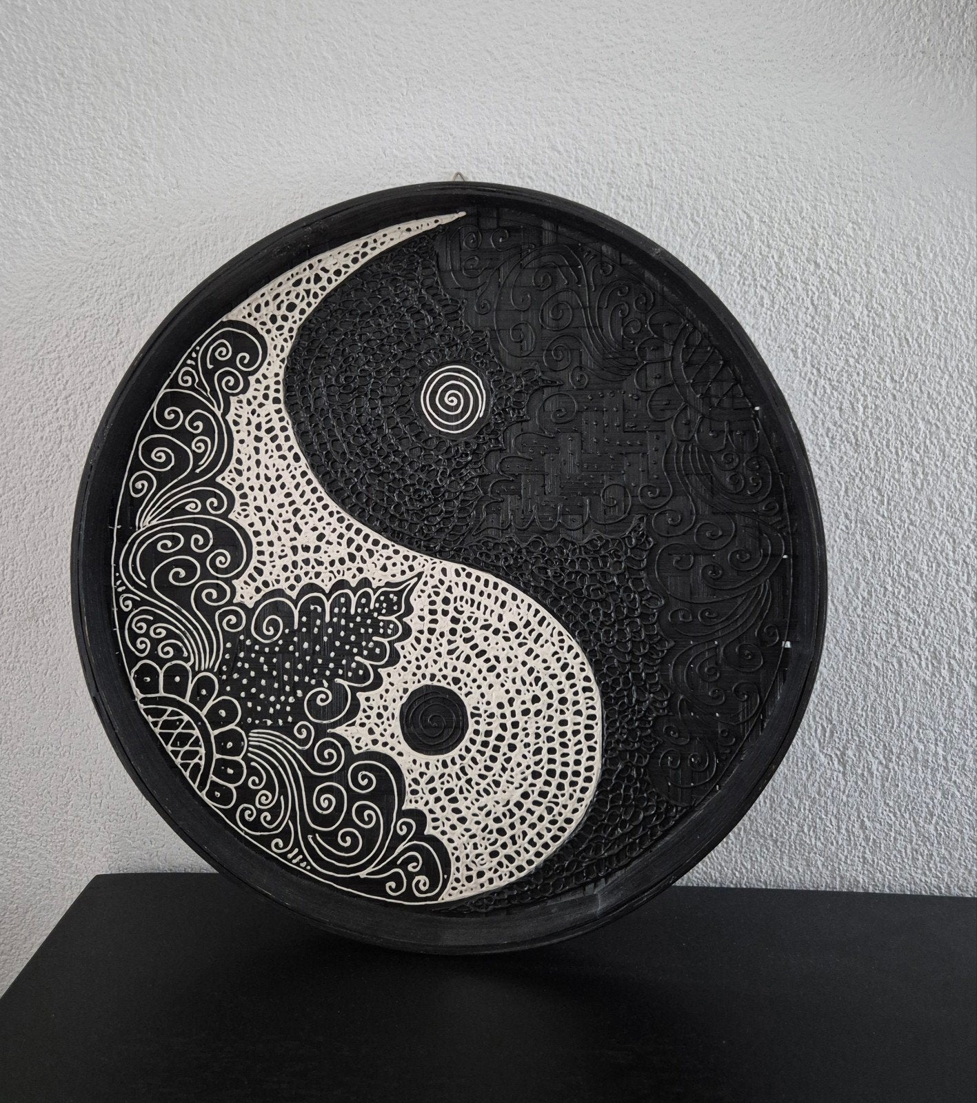 wanddecoratie Ying/Yang zwart wit, Huis en Inrichting, Ophalen, Zo goed als nieuw