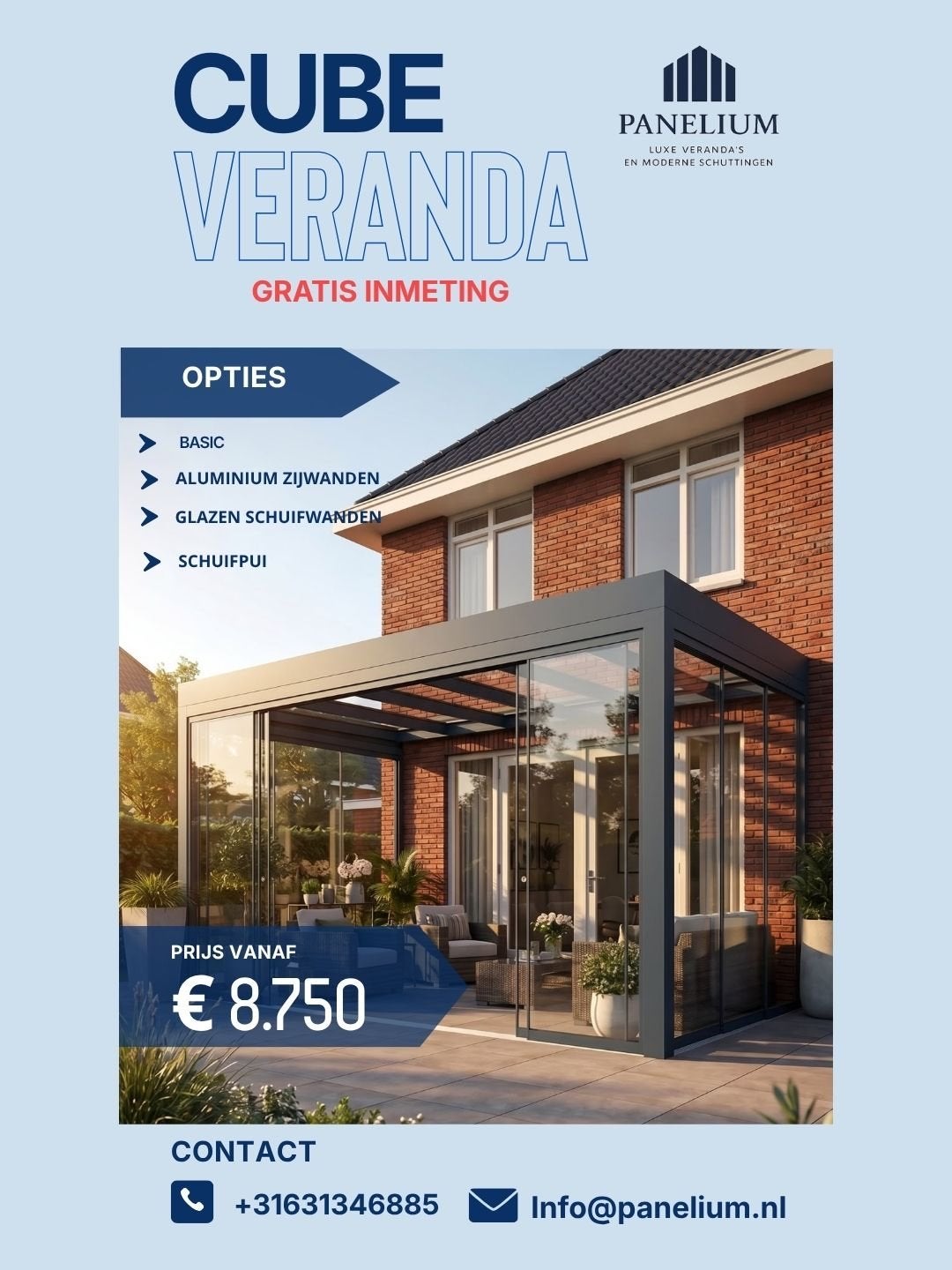 Luxe Cube Veranda met gratis inmeting - Panelium, Ophalen, Nieuw, Veranda