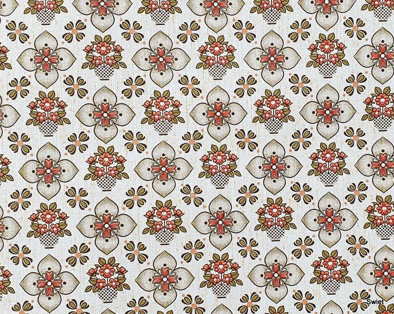 11760 Grafisch bloemenbehang 70s met rood en groen swiet, Verzenden, Zwart