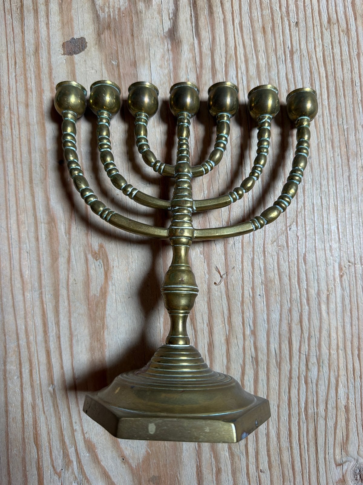 Antieke messing Menora - Joodse kandelaar, Ophalen, Koper of Brons
