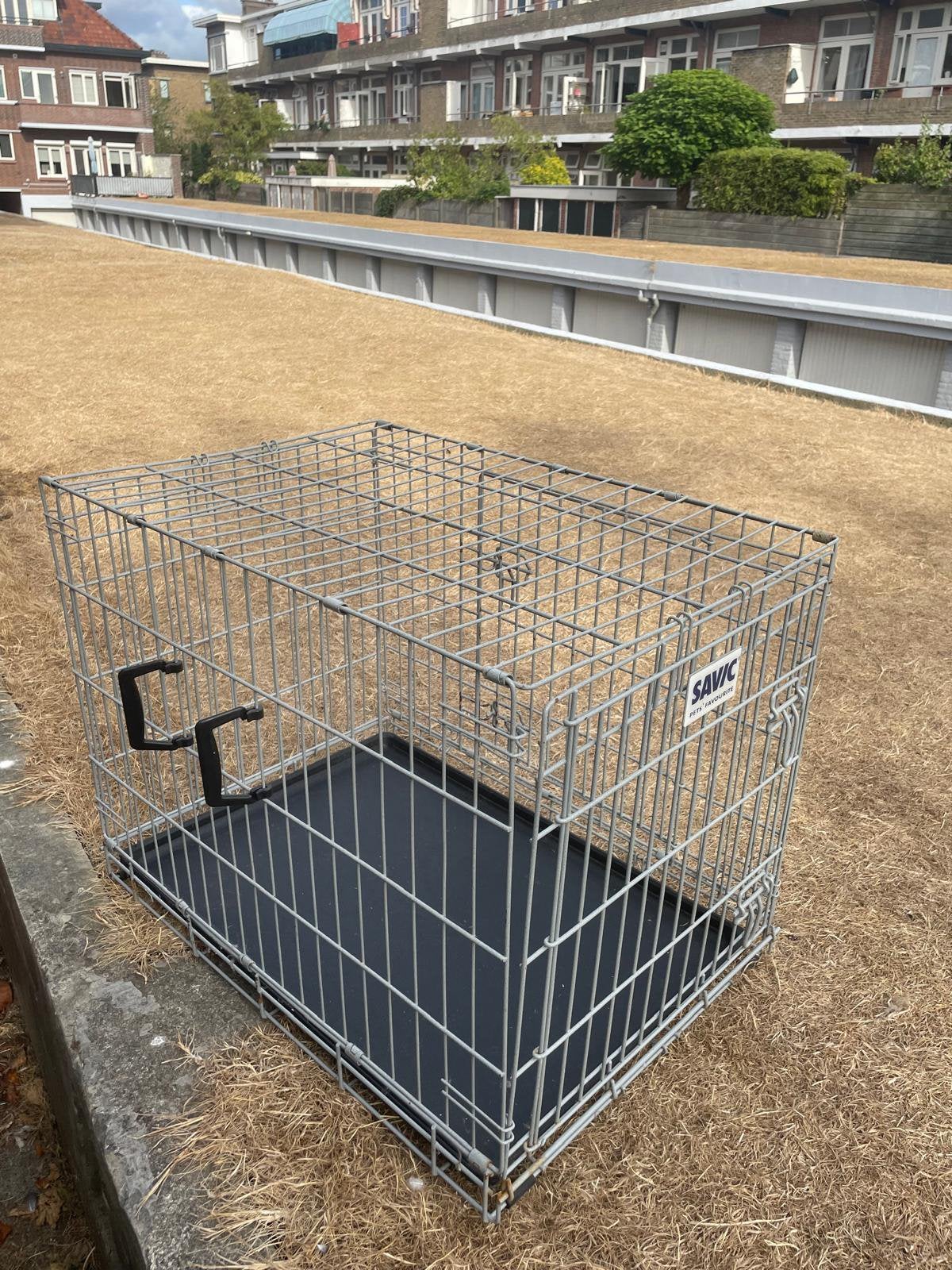 Savic dog crate / bench – 77 x 54 x 61 cm, grey, Dieren en Toebehoren, Ophalen, Gebruikt